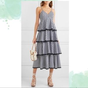 JCrew Navy/White Tiered Gingham Maxi Dress, Size 2